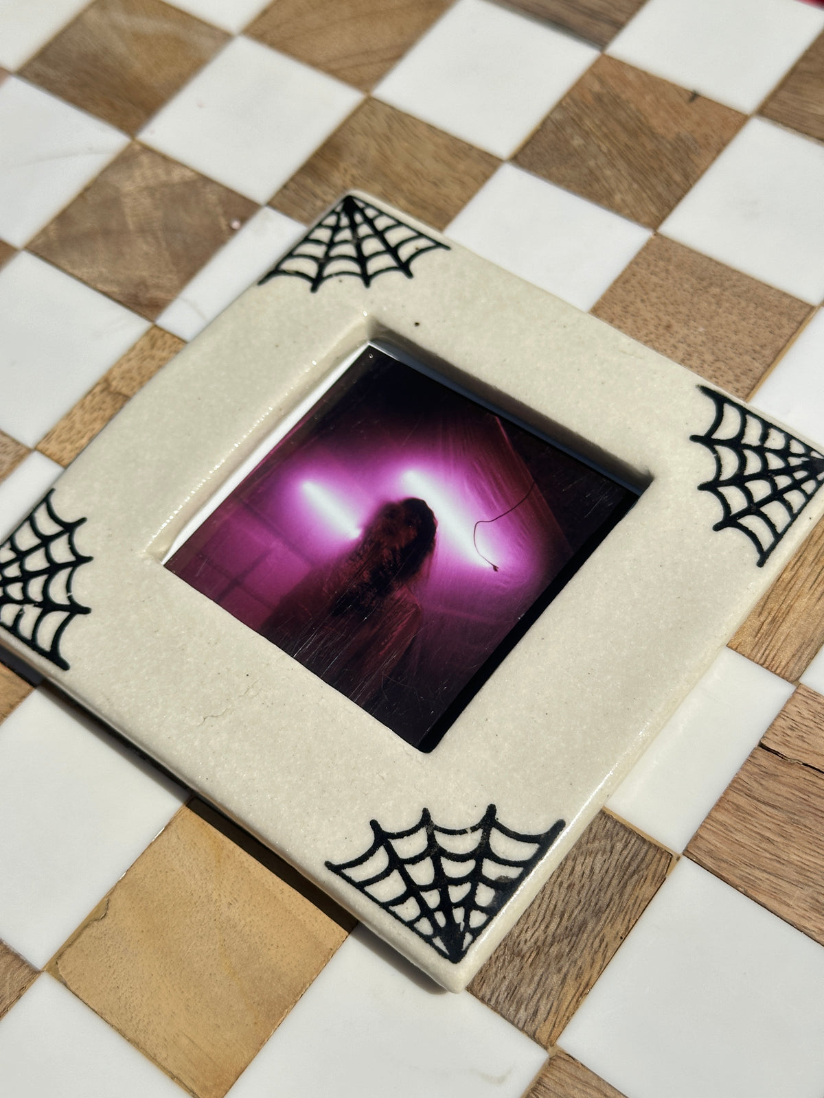SQUARE - Handmade Ceramic Instax Frame - Spider Webs