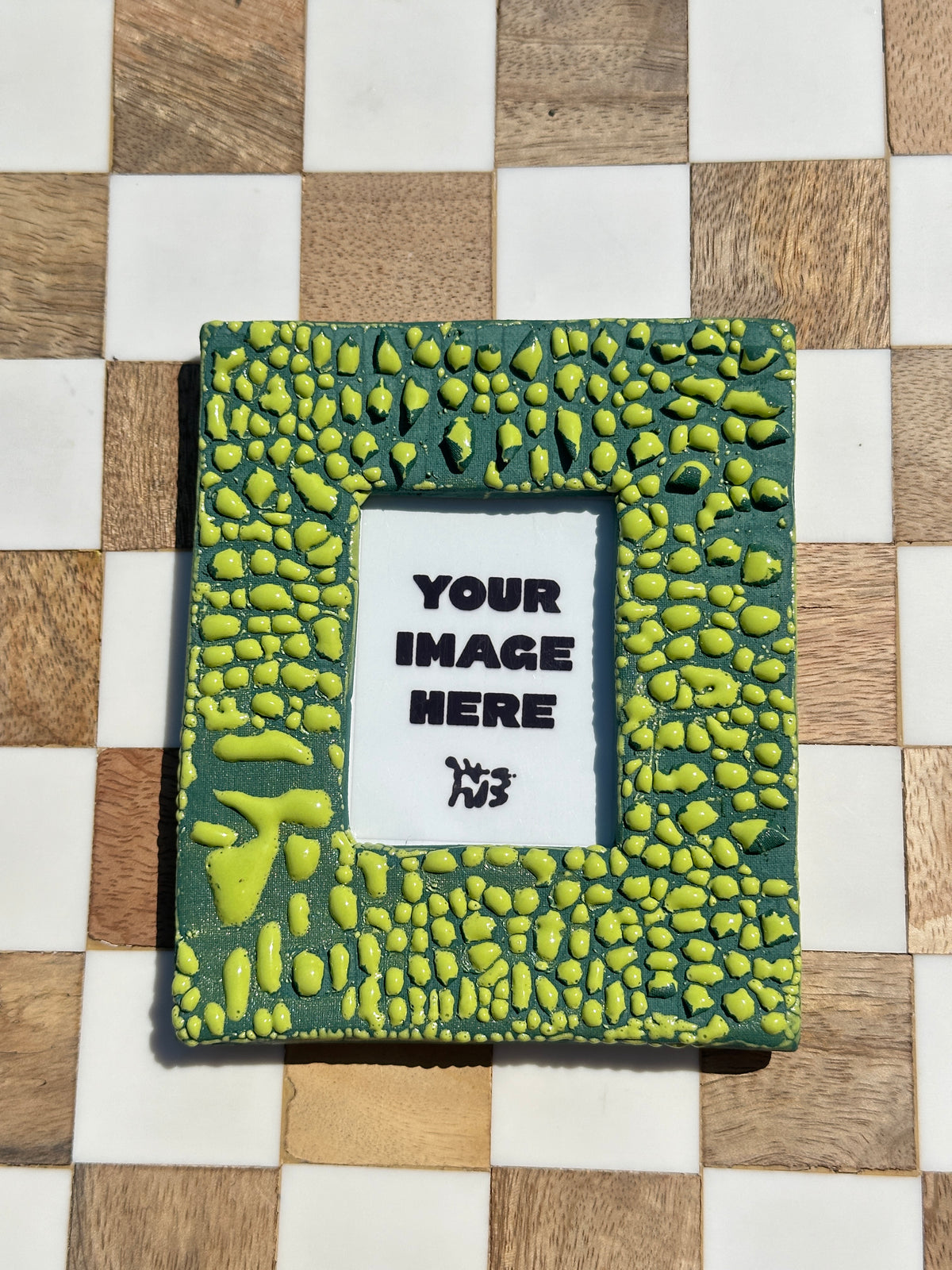 Handmade Ceramic Instax Frame - Mini Instax - Molten Lime Green