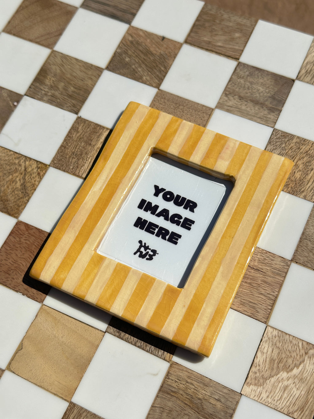 Handmade Ceramic Instax Mini Frame - Yellow Stripes No. 2