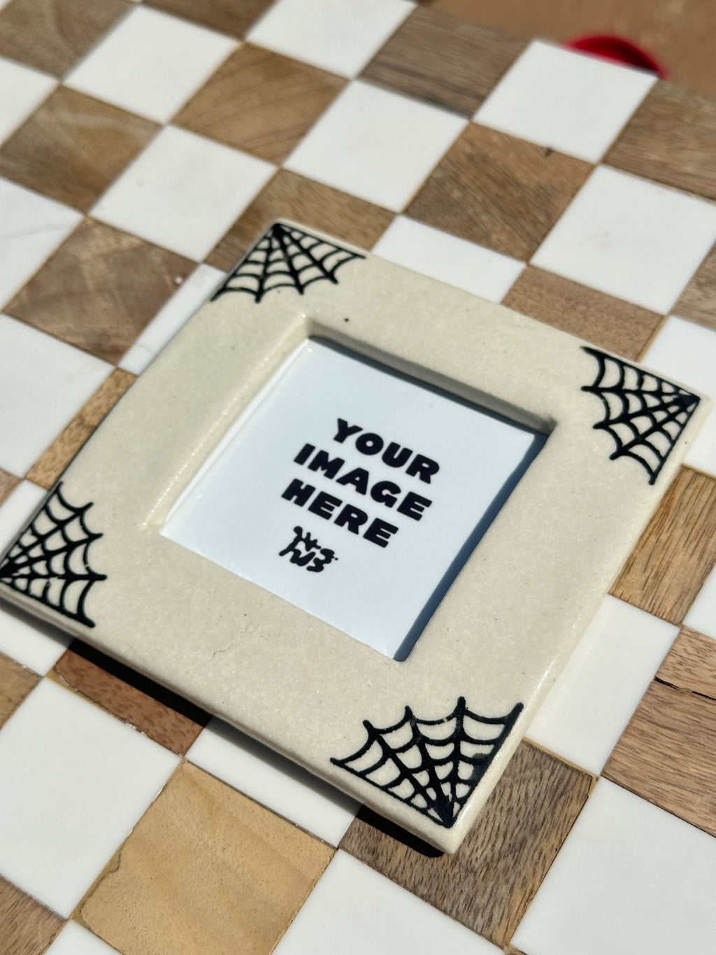 SQUARE - Handmade Ceramic Instax Frame - Spider Webs