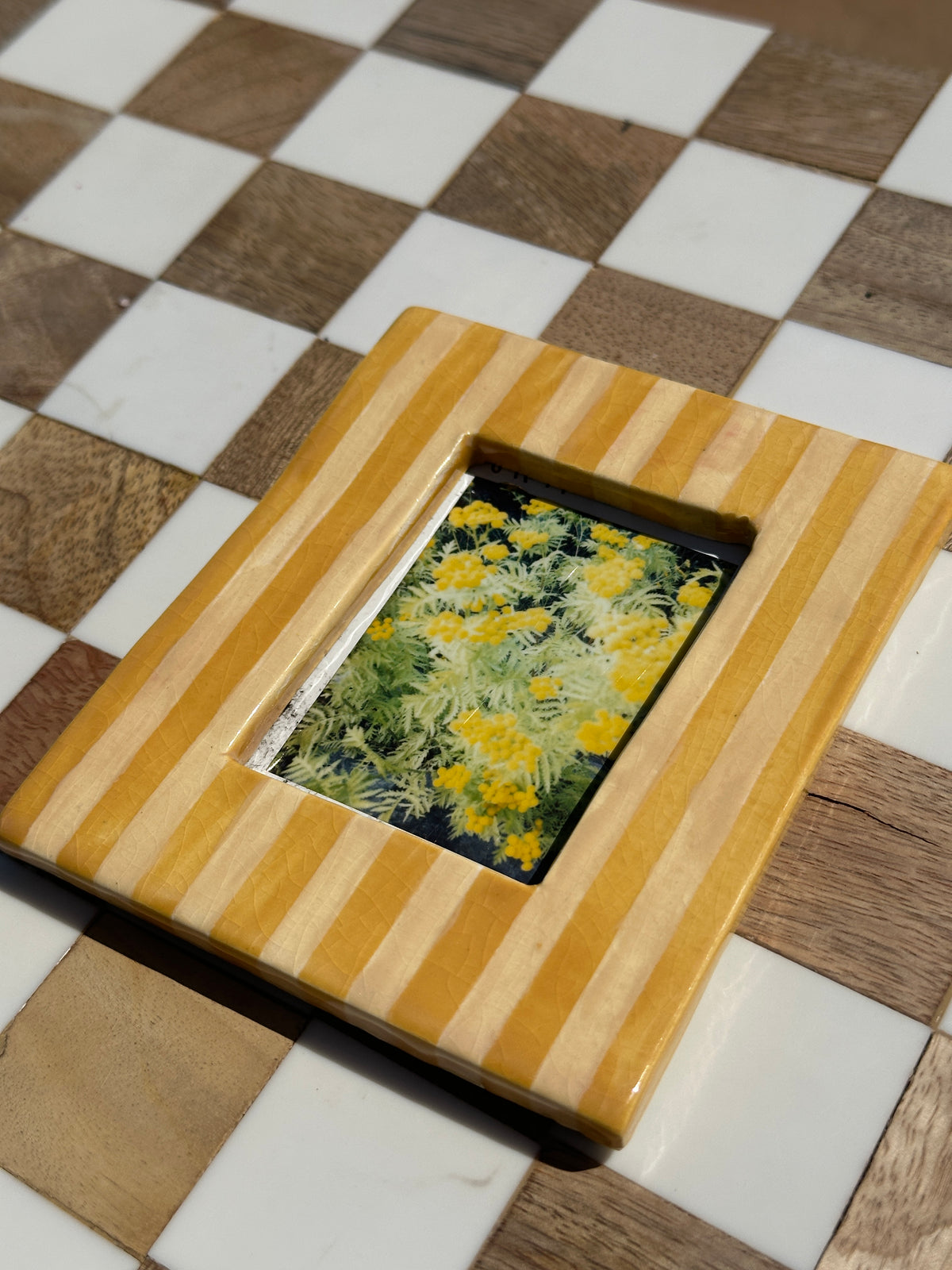 Handmade Ceramic Instax Mini Frame - Yellow Stripes No. 2