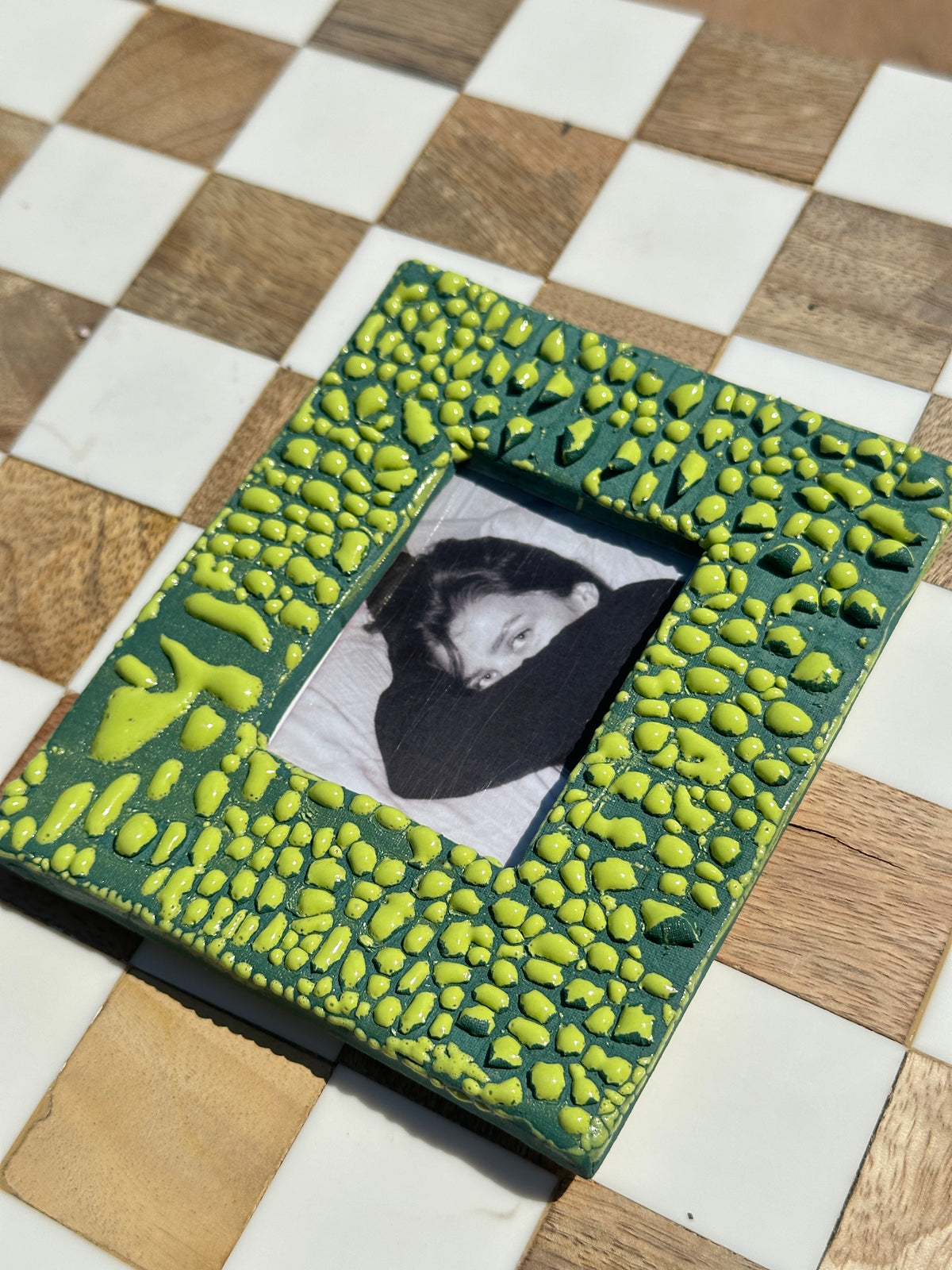 Handmade Ceramic Instax Frame - Mini Instax - Molten Lime Green