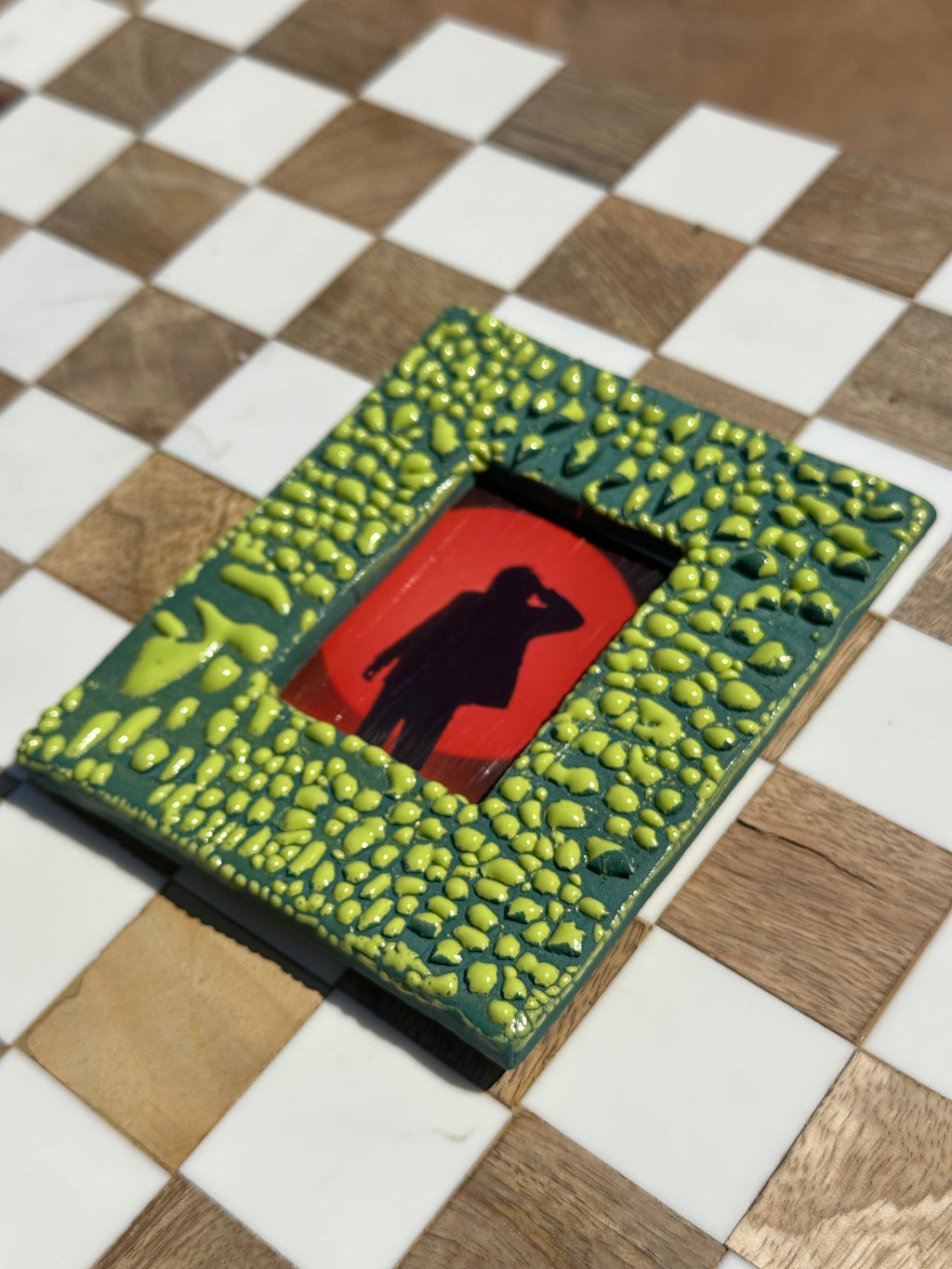 Handmade Ceramic Instax Frame - Mini Instax - Molten Lime Green
