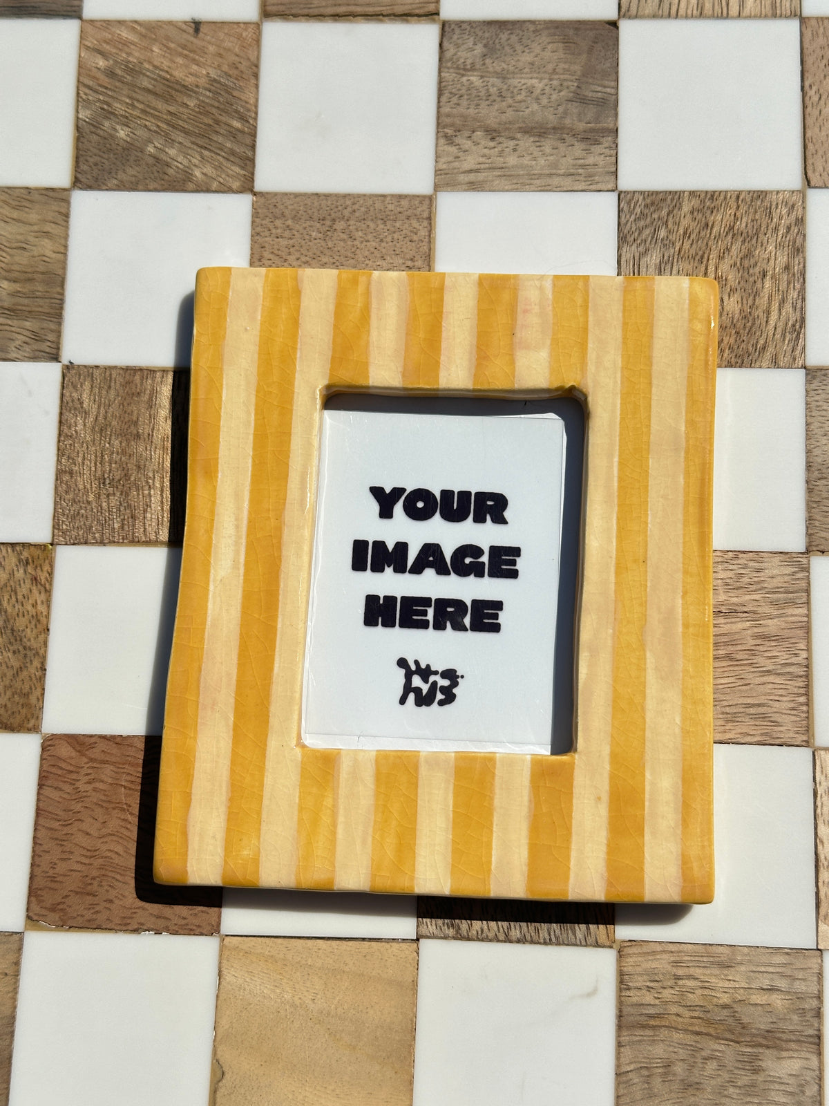 Handmade Ceramic Instax Mini Frame - Yellow Stripes No. 2
