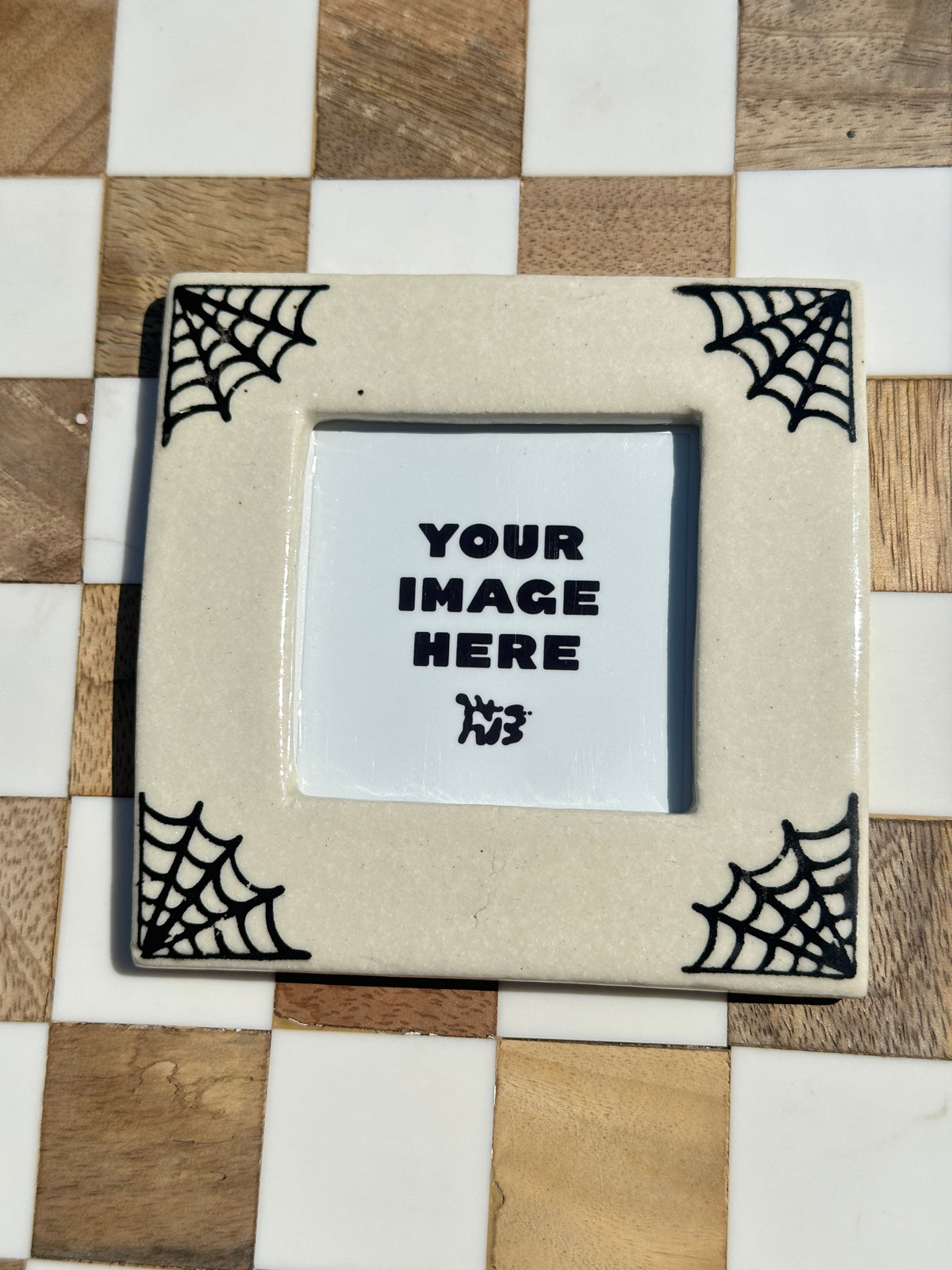 SQUARE - Handmade Ceramic Instax Frame - Spider Webs