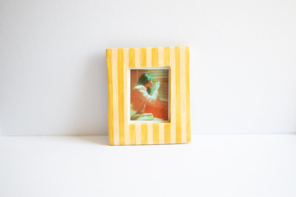 Handmade Ceramic Instax Mini Frame - Yellow Stripes No. 2
