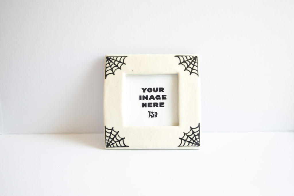 SQUARE - Handmade Ceramic Instax Frame - Spider Webs