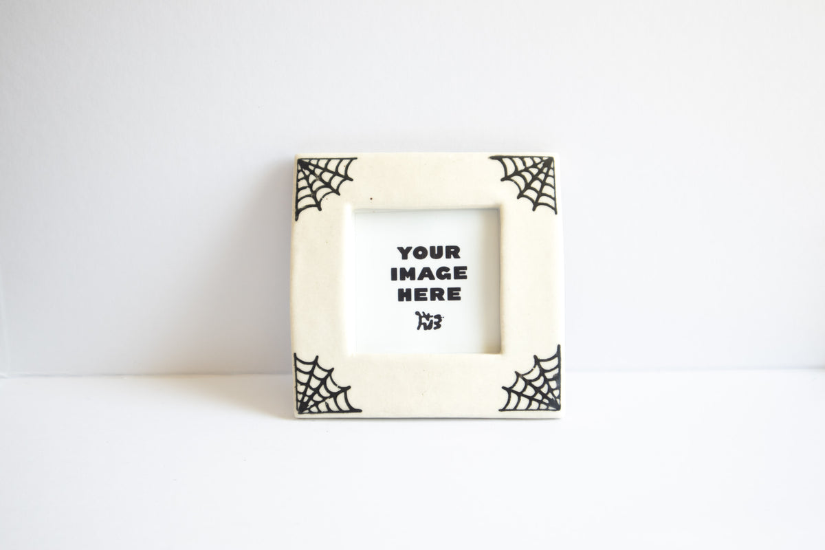 SQUARE - Handmade Ceramic Instax Frame - Spider Webs