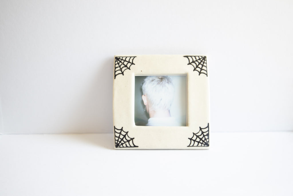 SQUARE - Handmade Ceramic Instax Frame - Spider Webs
