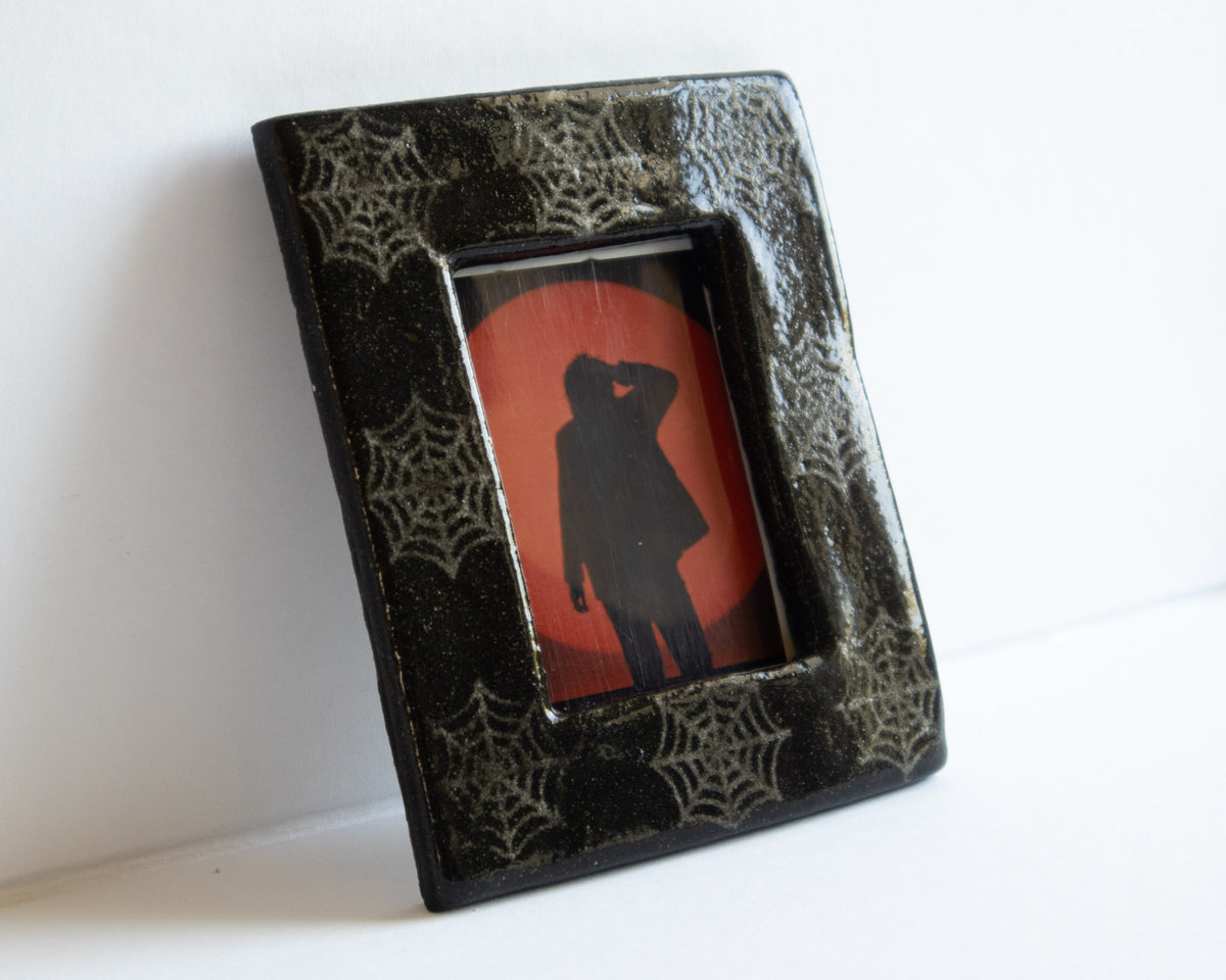 Handmade Ceramic Instax Frame - Halloween Decor - Spiderwebs