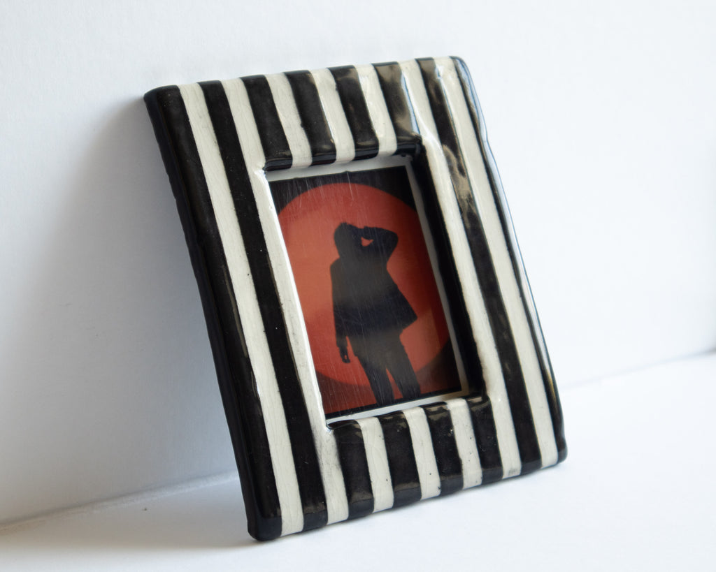 Handmade Ceramic Instax Mini Frame - Black and White Stripes