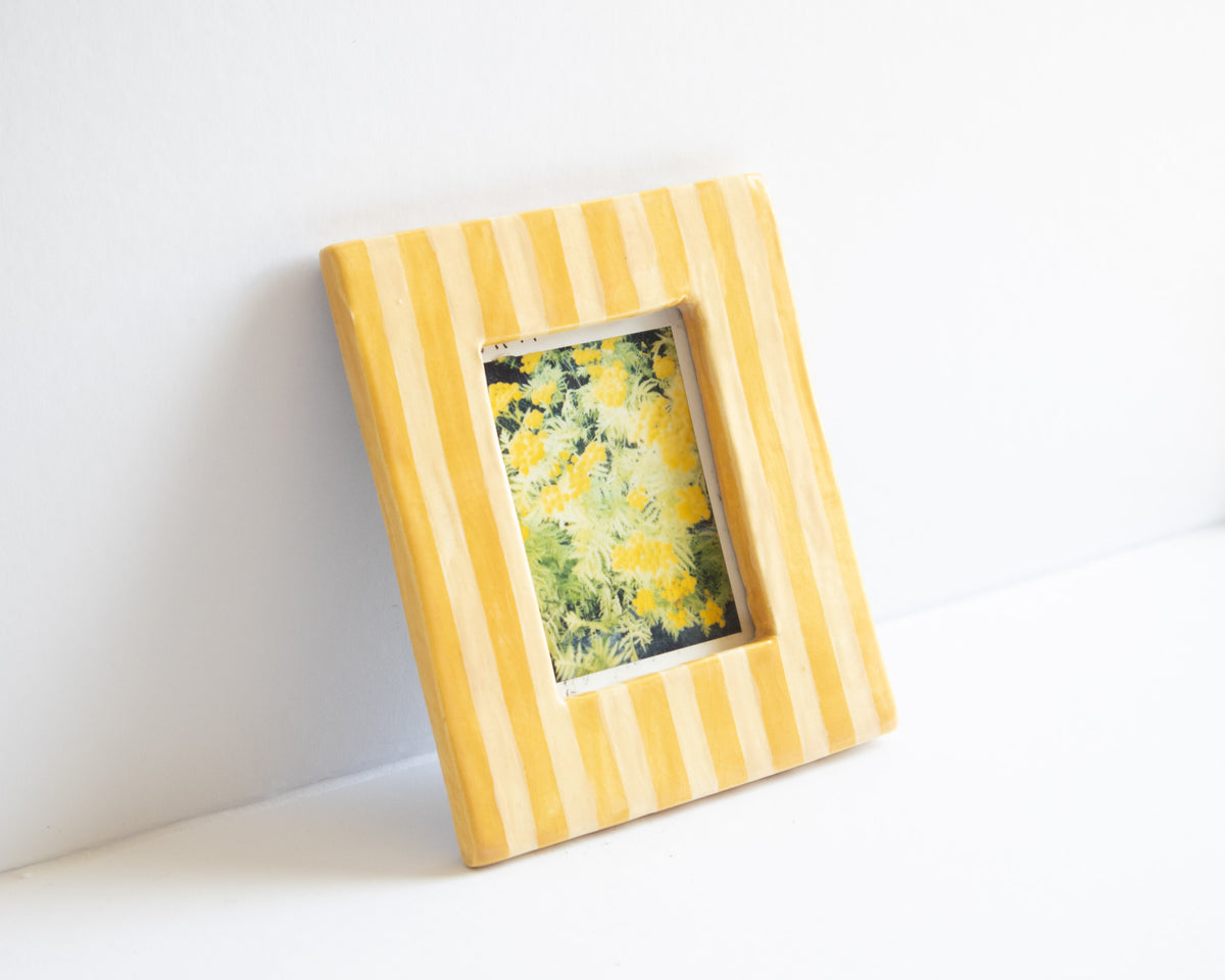 Handmade Ceramic Instax Mini Frame - Yellow Stripes No. 2