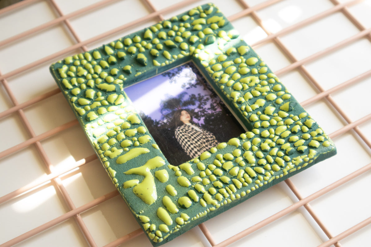 Handmade Ceramic Instax Frame - Mini Instax - Molten Lime Green