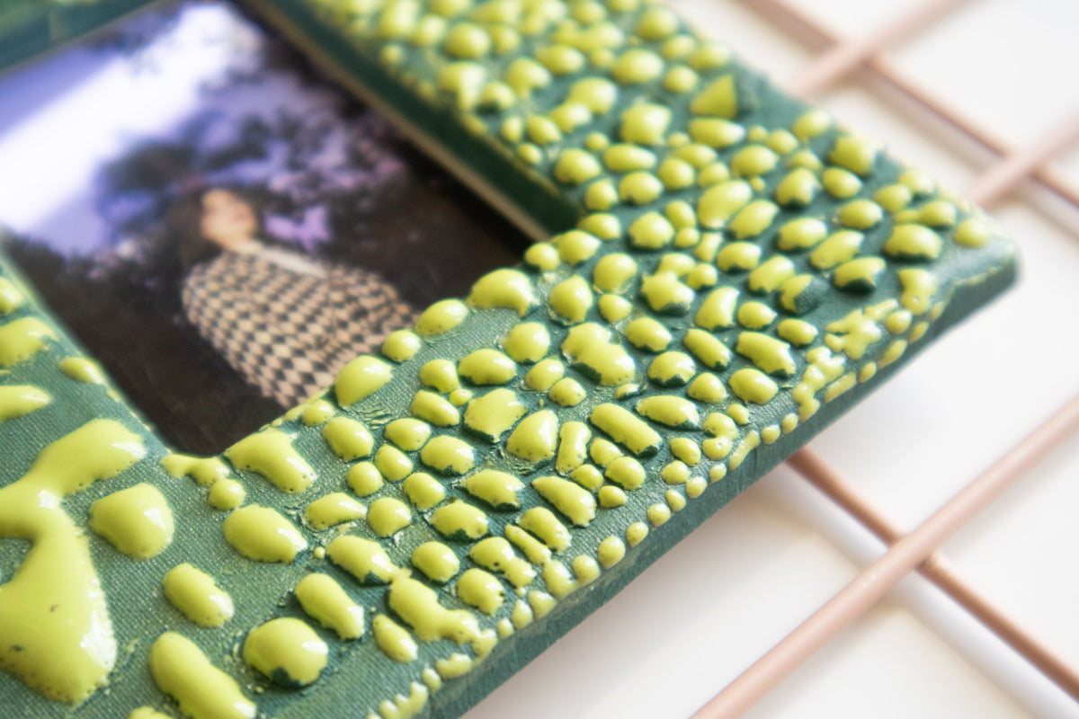 Handmade Ceramic Instax Frame - Mini Instax - Molten Lime Green