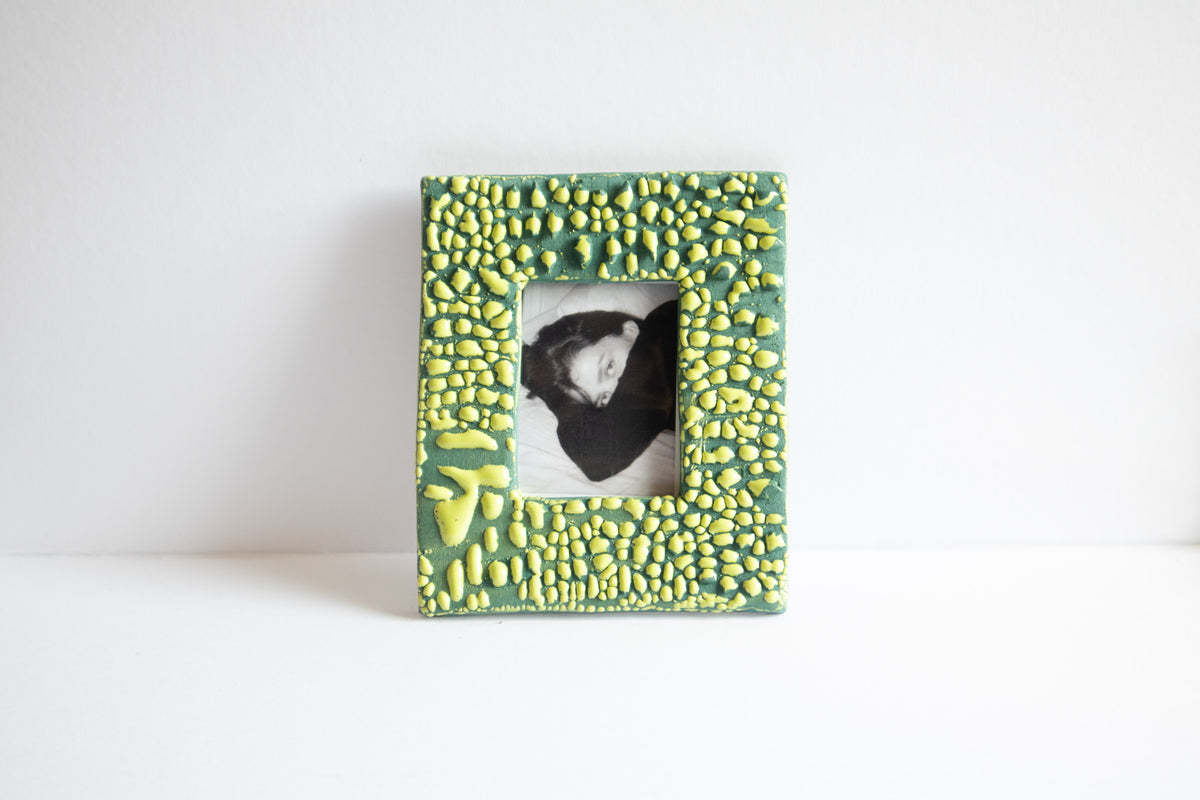 Handmade Ceramic Instax Frame - Mini Instax - Molten Lime Green