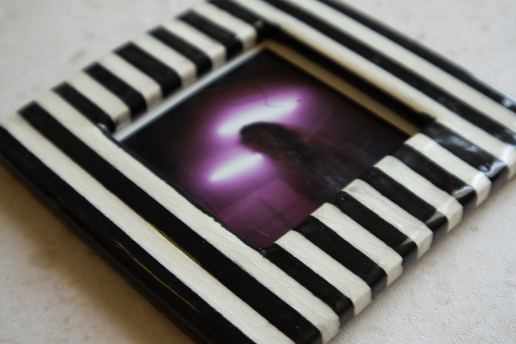 SQUARE - Handmade Ceramic Instax Frame - Black and White Stripes