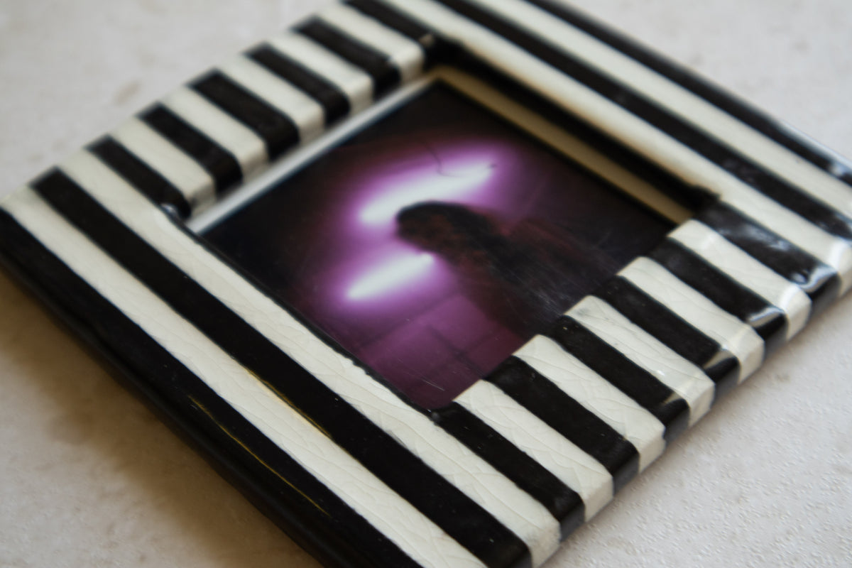 SQUARE - Handmade Ceramic Instax Frame - Black and White Stripes