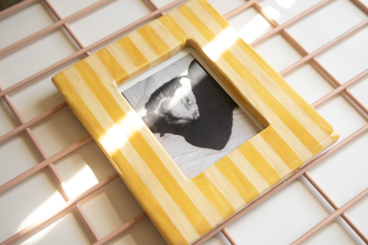 Handmade Ceramic Instax Mini Frame - Yellow Stripes No. 2
