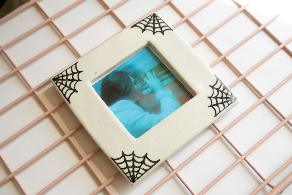 SQUARE - Handmade Ceramic Instax Frame - Spider Webs
