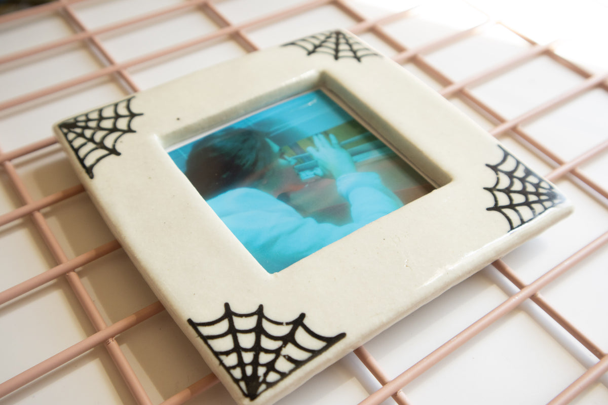 SQUARE - Handmade Ceramic Instax Frame - Spider Webs